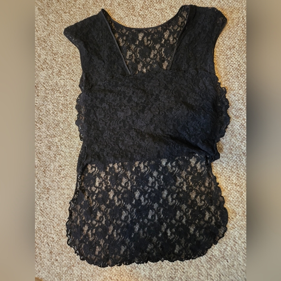 Sasson Oh La La Ladies Black Lace Nighty BabyDoll Lingerie SideSlit Bow Sz Large - Picture 5 of 13